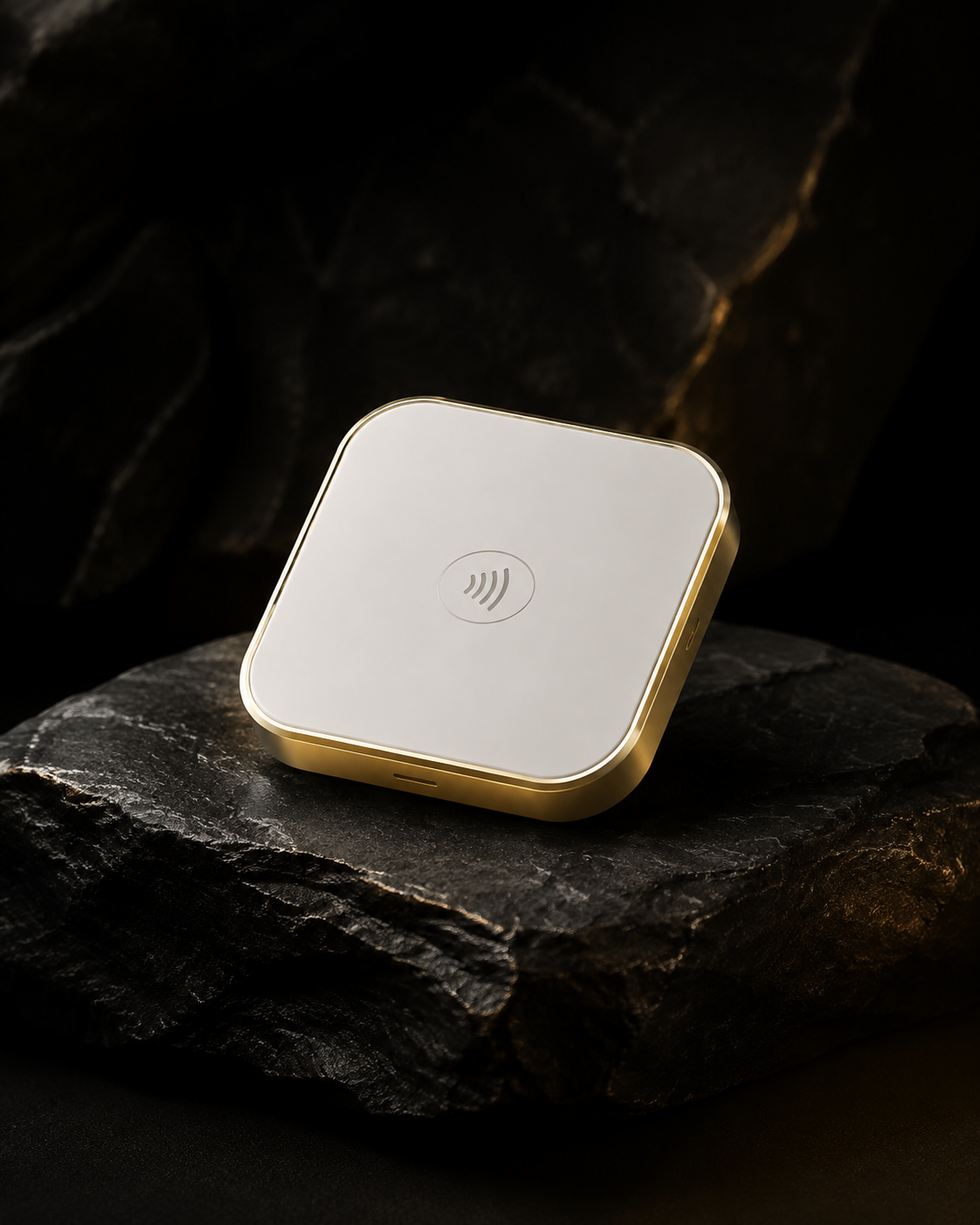 White and gold contactless tap device